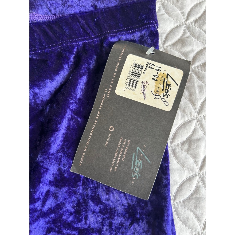 Leos Dancewear Purple Crushed Velvet Vintage Leggings Womens Small Made in USA - Picture 3 of 7